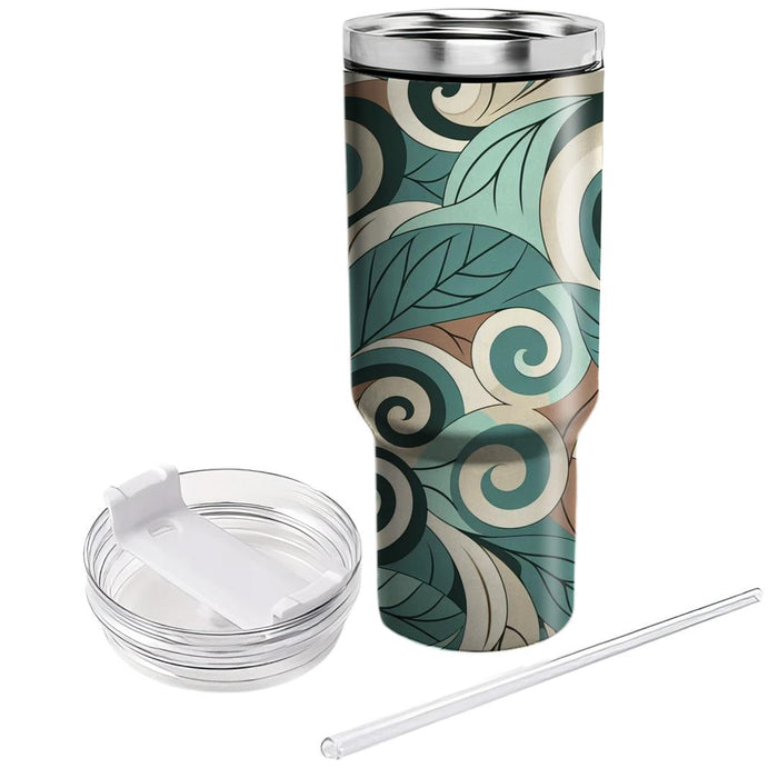 Whimsical Spiraling Leaves  Travel Tumblers