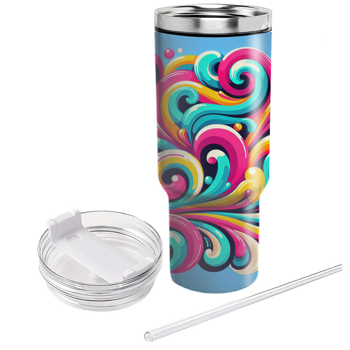 Funky Retro Swirls  Personalized Tumblers