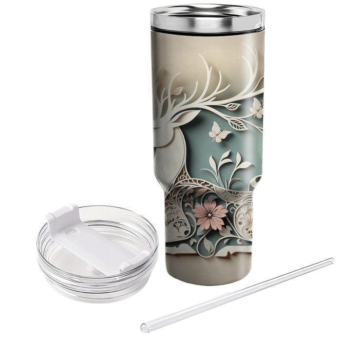 Floral Deer Delight  Tumbler Cups