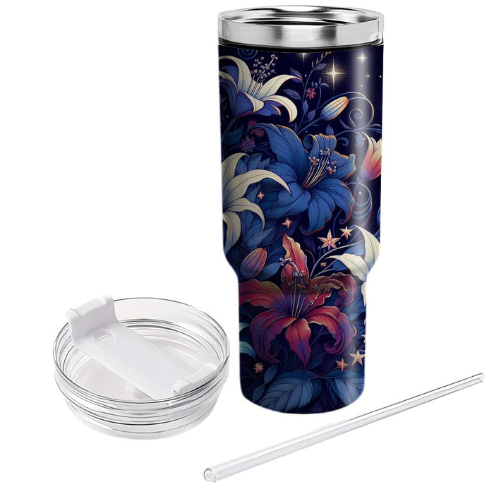 Starlit Floral Dreamscape  Unique Tumblers