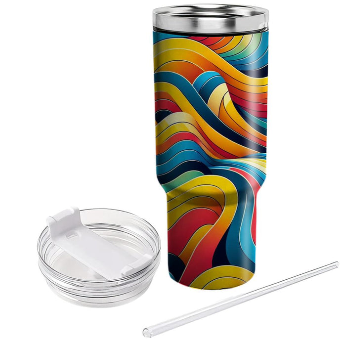 Geometric Rainbow Waves  Travel Tumblers