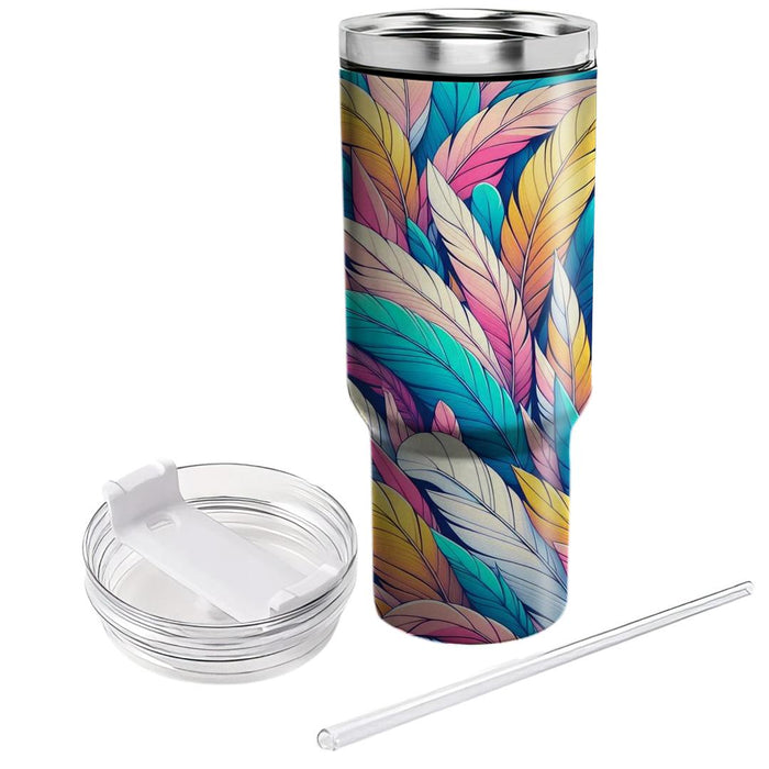 Funky Colorful Feather  Tumbler Cups