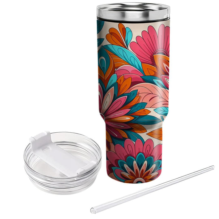 70s Funky Floral Explosion  Travel Tumblers