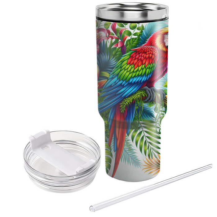 Vibrant Tropical Parrot  Personalized Tumblers