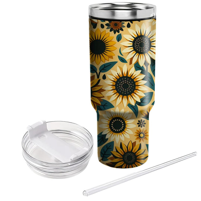 Sunny Sunflower Pattern  Personalized Tumblers