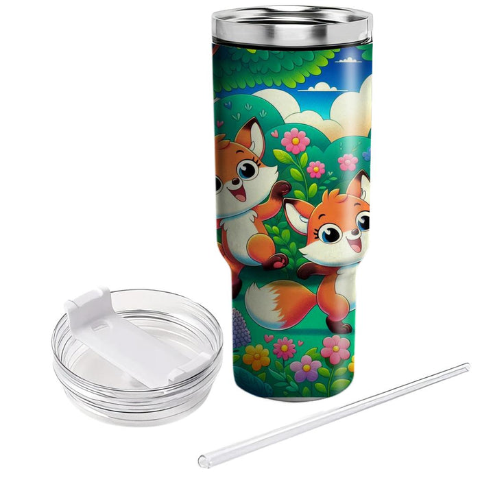 Whimsical Foxes And Flowers  Decorative Tumblers