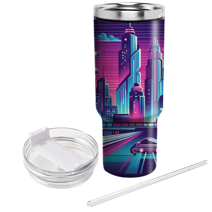 Retro Futurism City  Tumblers With Lids