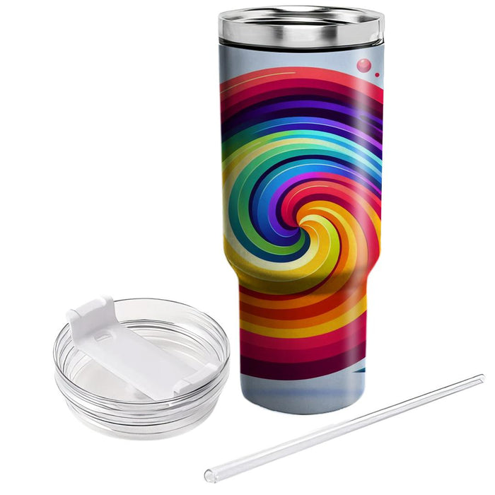 Vivid Rainbow Spiral  Travel Tumblers