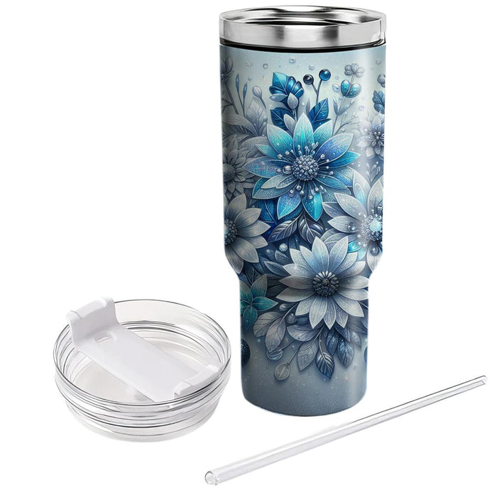 Winter Frost Flowers  Tumblers With Lids