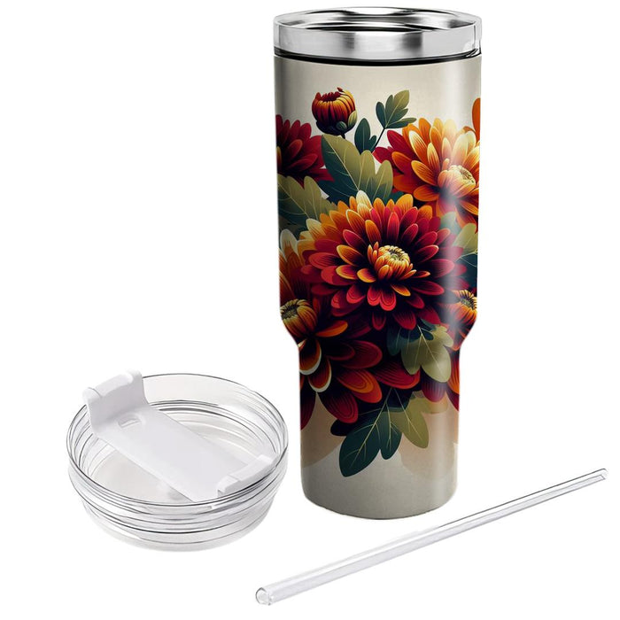 Autumn Chrysanthemum Burst  Unique Tumblers