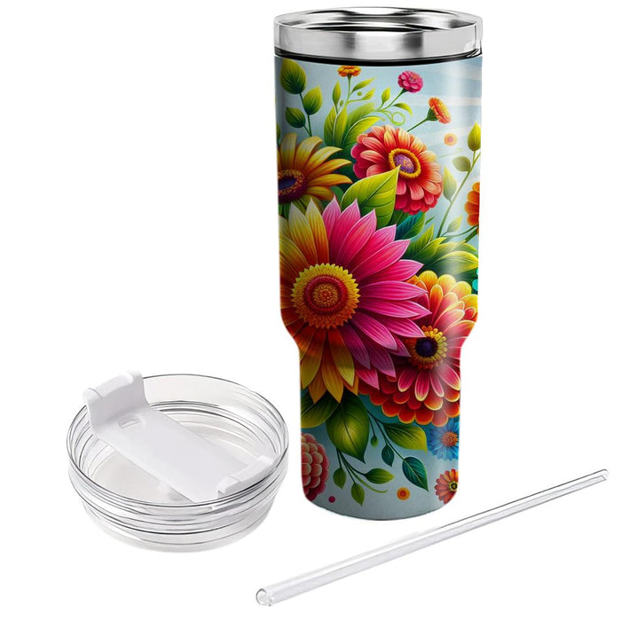 Vibrant Flower Fiesta  Tumbler Cups