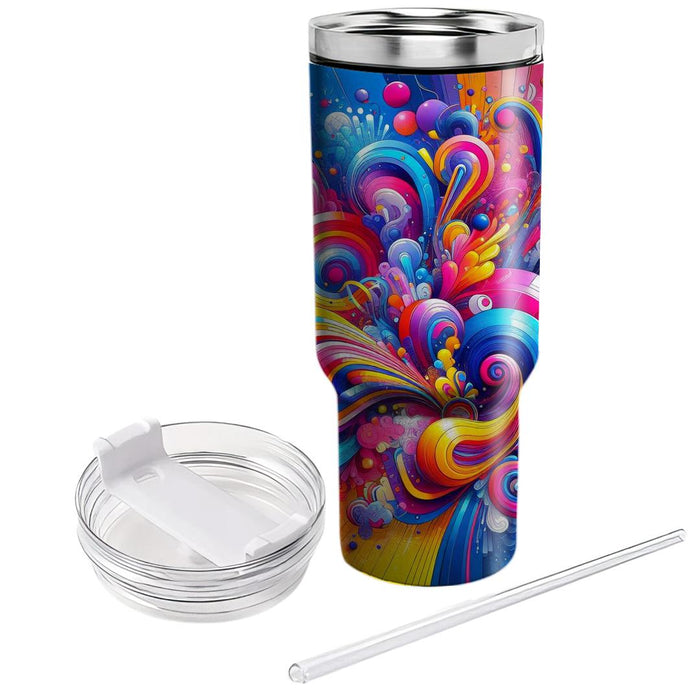 Retro Neon Burst  Travel Tumblers