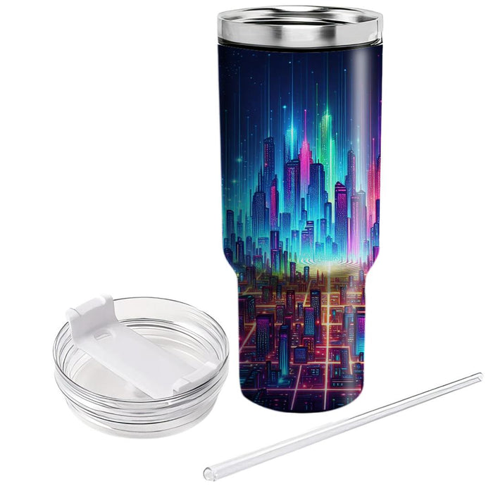 Futuristic Neon City  Insulated Tumblers