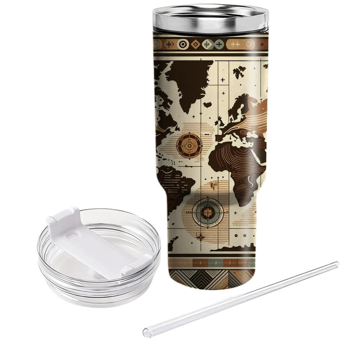 Vintage Map Design  Tumblers With Lids