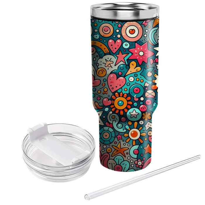 Funky Doodle Paradise  Tumbler Cups