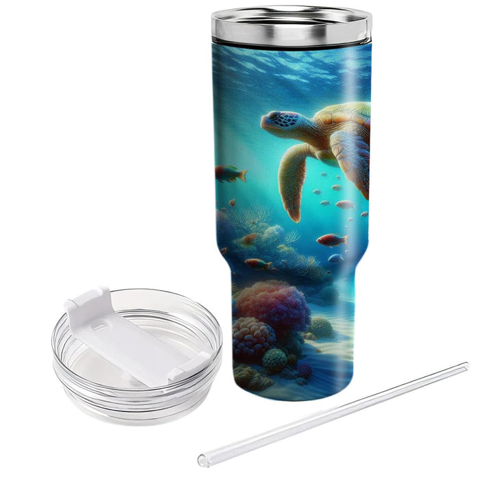 Serene Turtle Ocean  Tumbler Cups