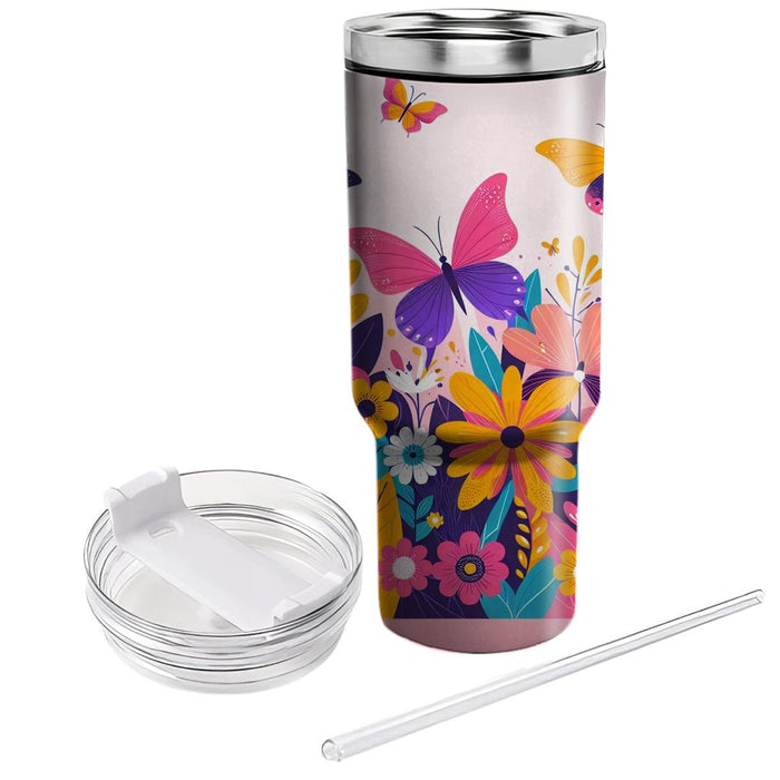 Whimsical Butterfly Blooms  Tumblers With Lids