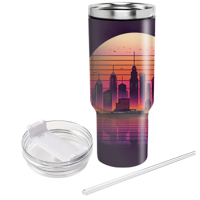 Retro Skyline Silhouettes Travel Tumblers