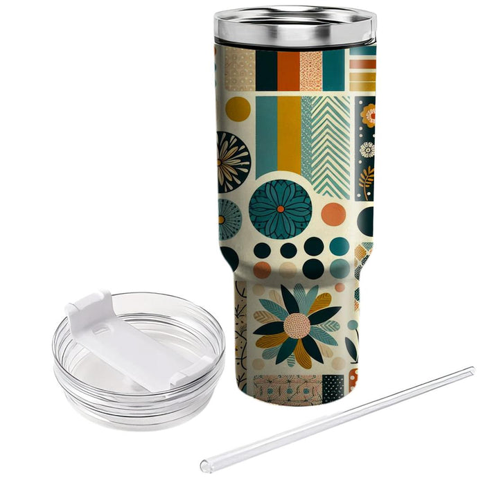 Retro Pattern Patchwork  Travel Tumblers