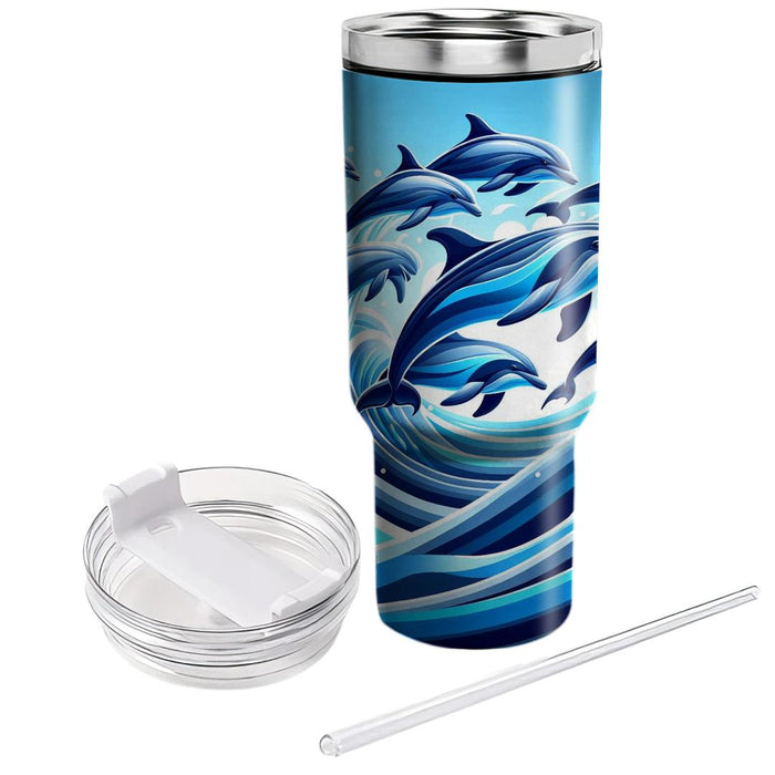 Whimsical Dolphin Splash  Custom Tumblers