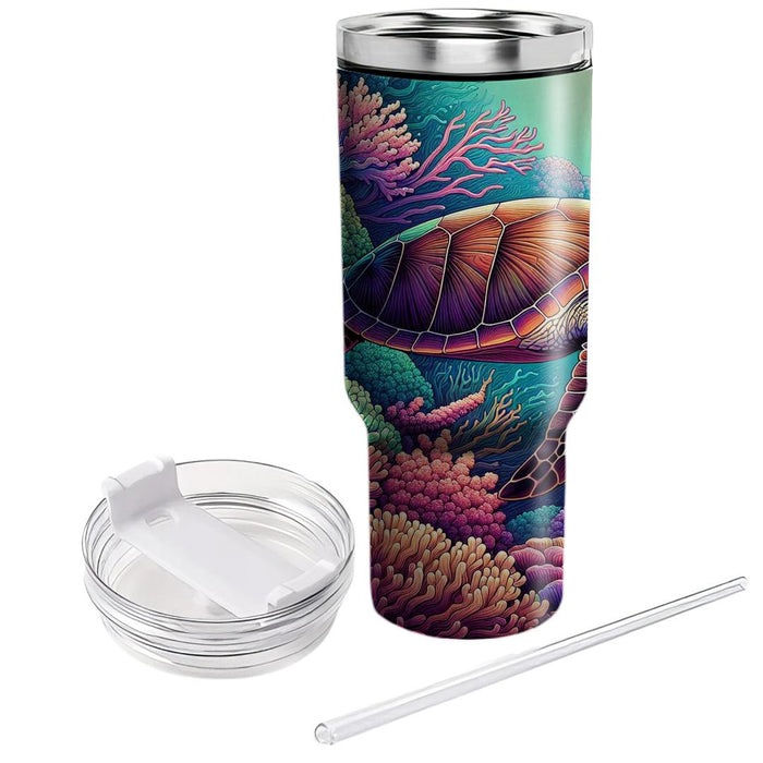 Beneath The Waves Turtle  Decorative Tumblers