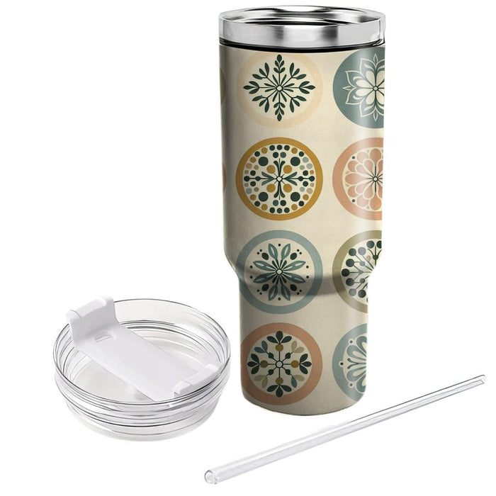 Vintage Inspired Circle Pattern  Travel Tumblers