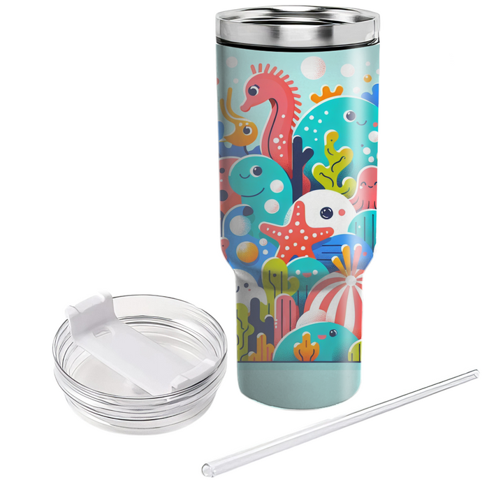 Whimsical Ocean Life Tumblers With Lids