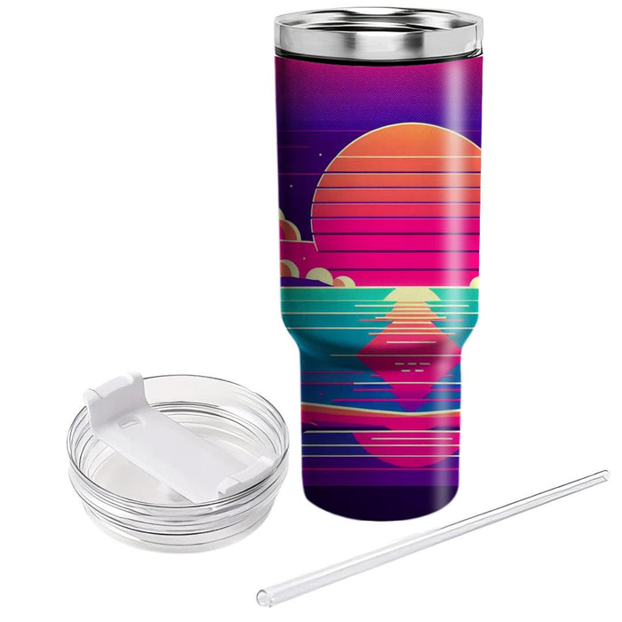 Retro Neon Sunset  Unique Tumblers