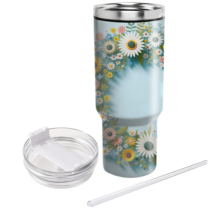 Whimsical Floral Wreath  Insulated Tumblers