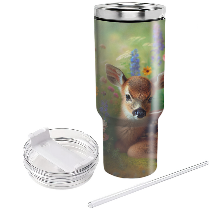 Charming Fawn In Bloom  Tumblers With Lids