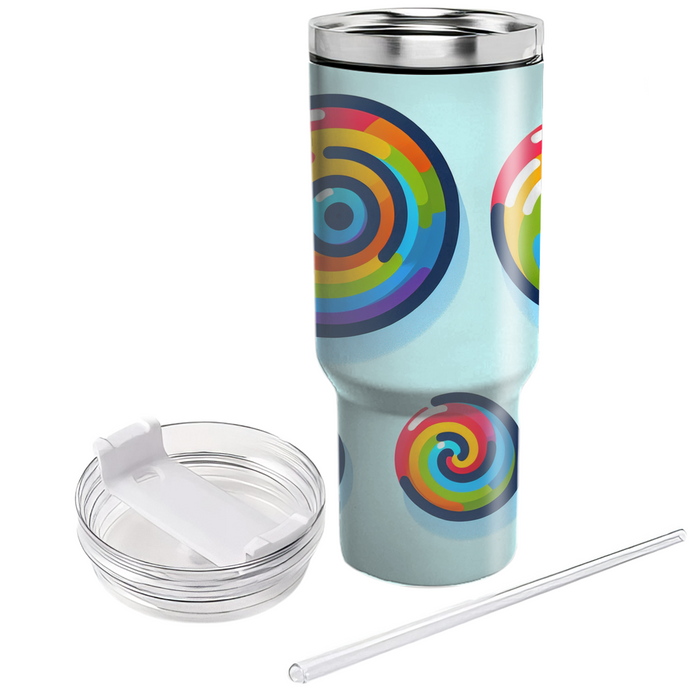 Bright Rainbow Spirals  Unique Tumblers