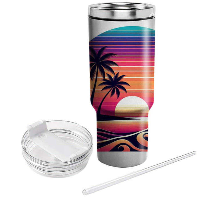 Tropical Retro Sunset  Personalized Tumblers