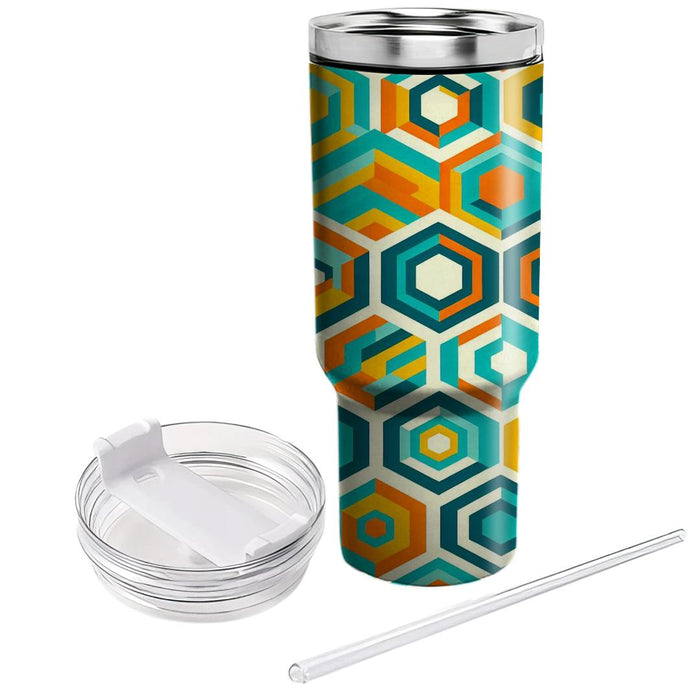 Geometric Grid Of Hexagons  Custom Tumblers