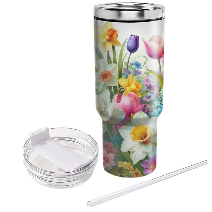 Spring Floral Delight  Tumblers With Lids