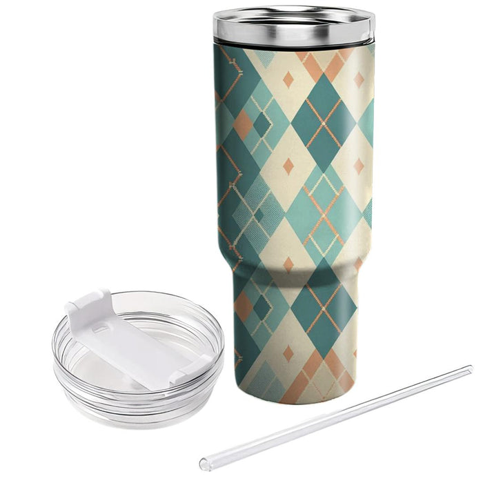 Retro Pastel Argyle  Travel Tumblers