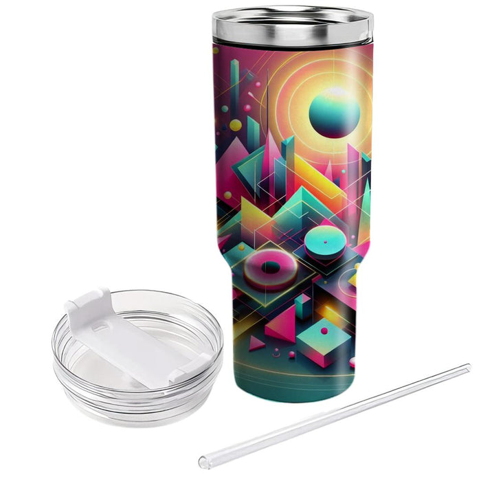 Geometric Patterns And Neon Lights  Tumblers With Lids