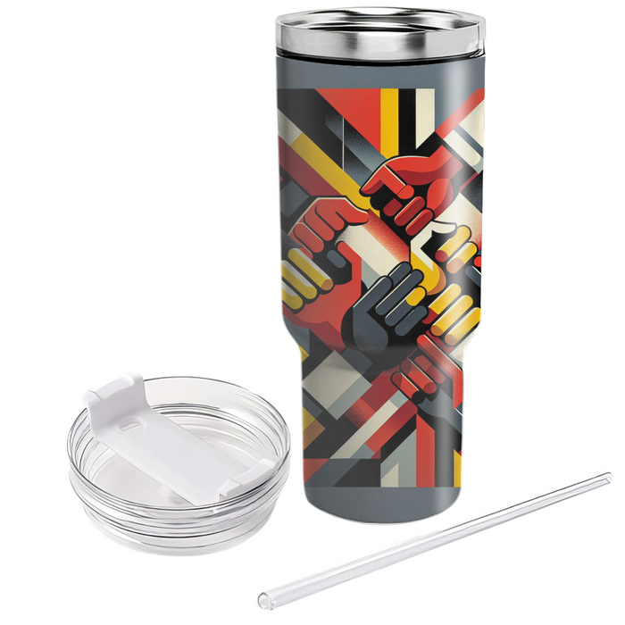 Abstract International Workers Day Tumblers With Lids