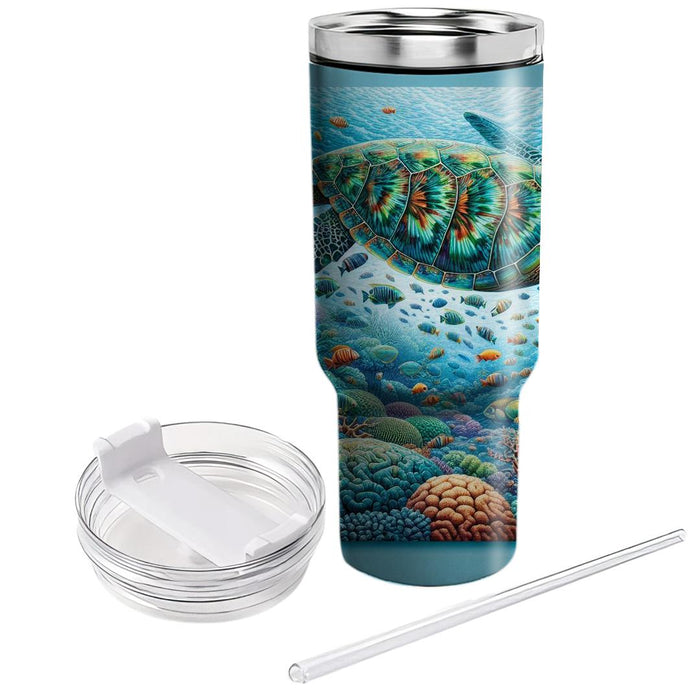 Vivid Sea Turtle Journey  Tumblers With Lids