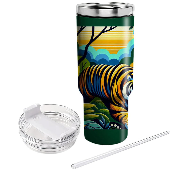 Vibrant Tiger Stripes  Personalized Tumblers