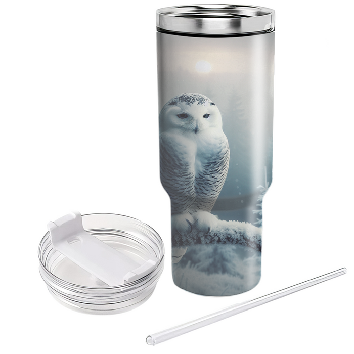 Serene Snowy Owl  Personalized Tumblers