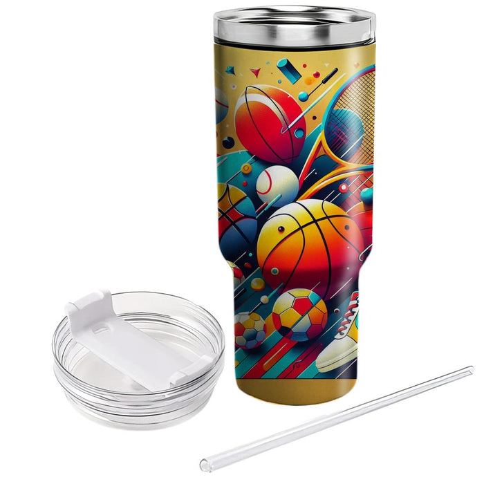 Vibrant 80s Sports  Travel Tumblers