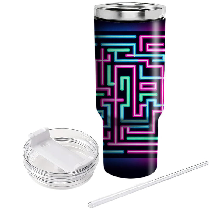 Abstract Neon Lines  Travel Tumblers