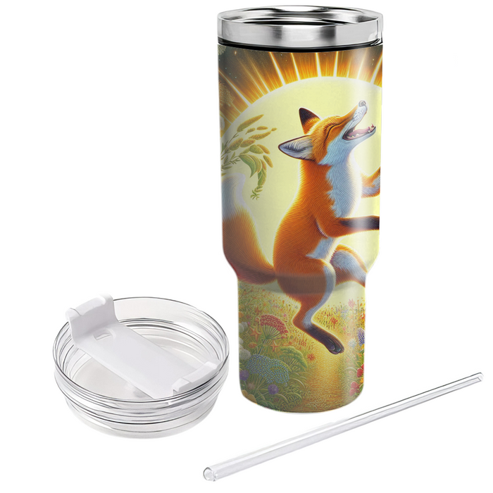 Joyful Fox In The Meadow  Tumblers With Lids