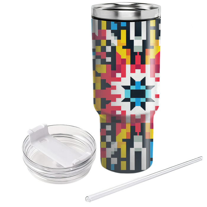 Pixelated Starburst Tumbler Cups