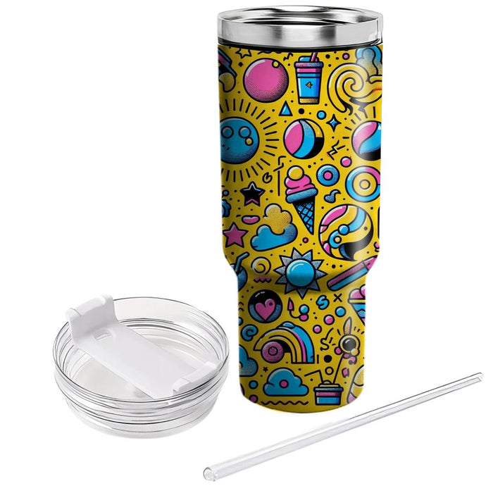 Cheerful 80s Doodles  Insulated Tumblers