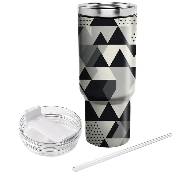 Sleek Monochrome Triangles  Tumblers With Lids