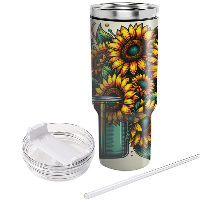 Bright Sunflower Burst  Custom Tumblers