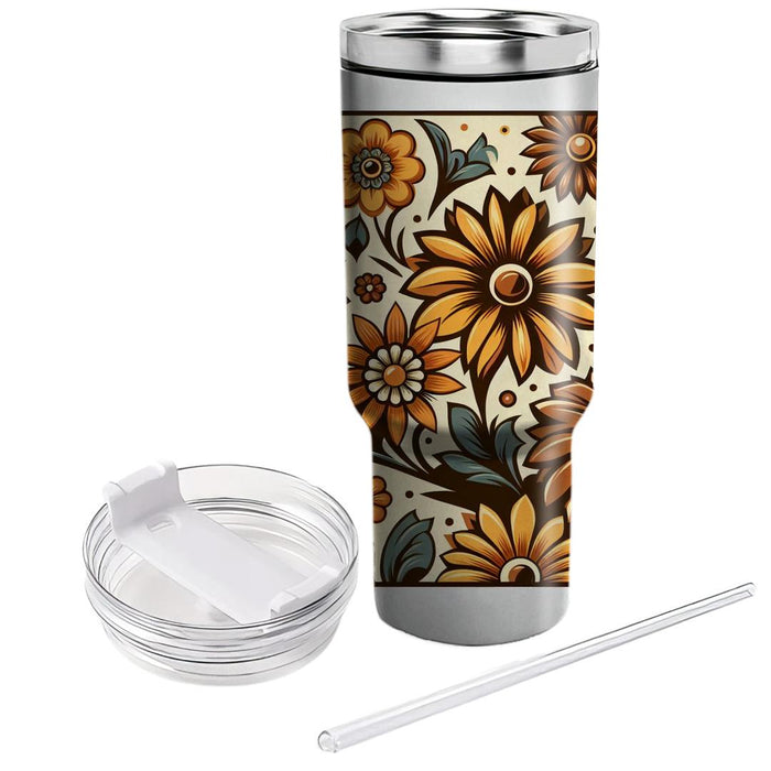 Retro Floral Print  Personalized Tumblers