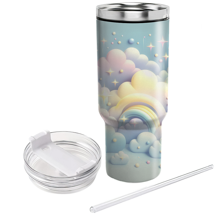 Whimsical Clouds And Stars Travel Tumblers