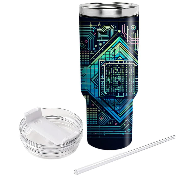 Futuristic Neon Matrix  Personalized Tumblers